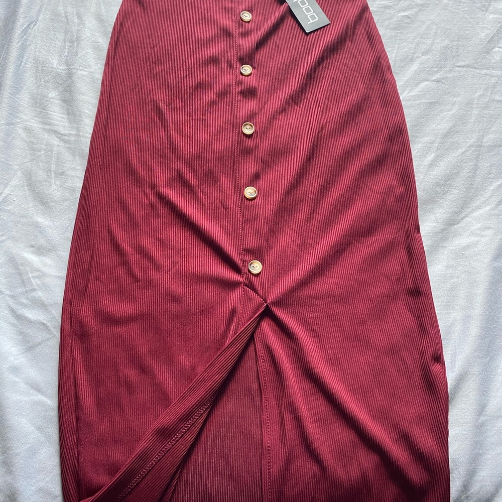button front midi skirt
